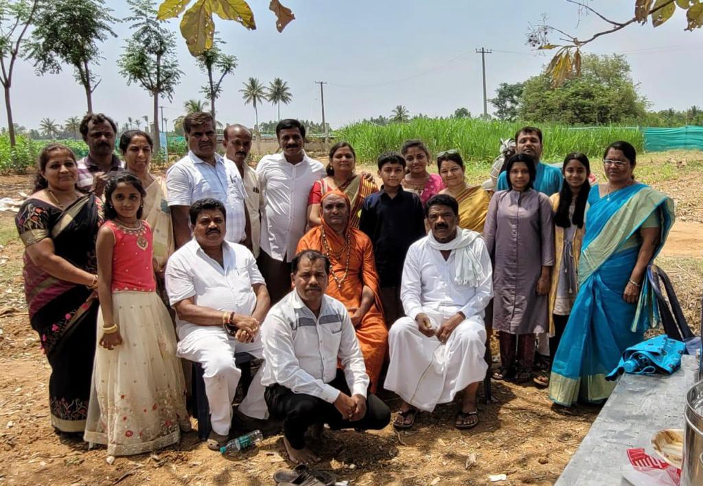 Community members at the Devanhalli school groundbreaking